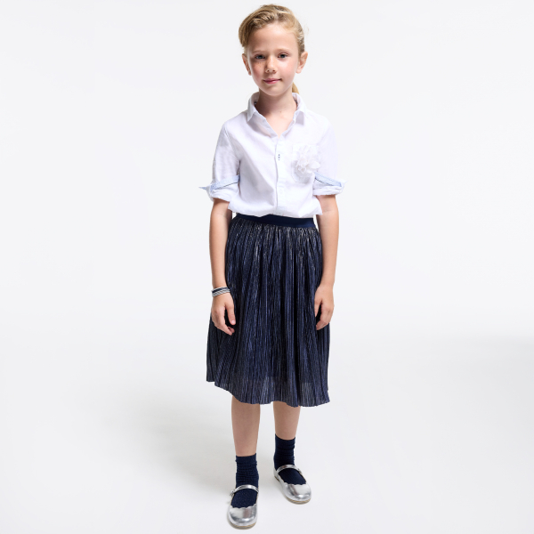 تنورة بليسيه مطرزة بالترتر باللون الرمادي الداكن للفتيات